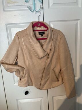 le chateau Beige Suede-Look Asymmetrical Jacket